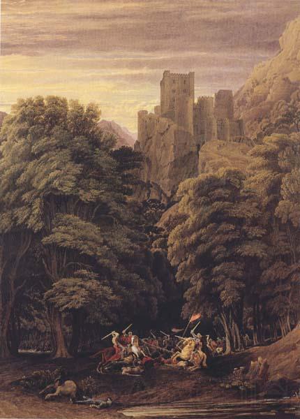 William Turner of Oxford A Scene in the vicinity of a Baronial Residence in the reign of Stephen (mk47) Norge oil painting art